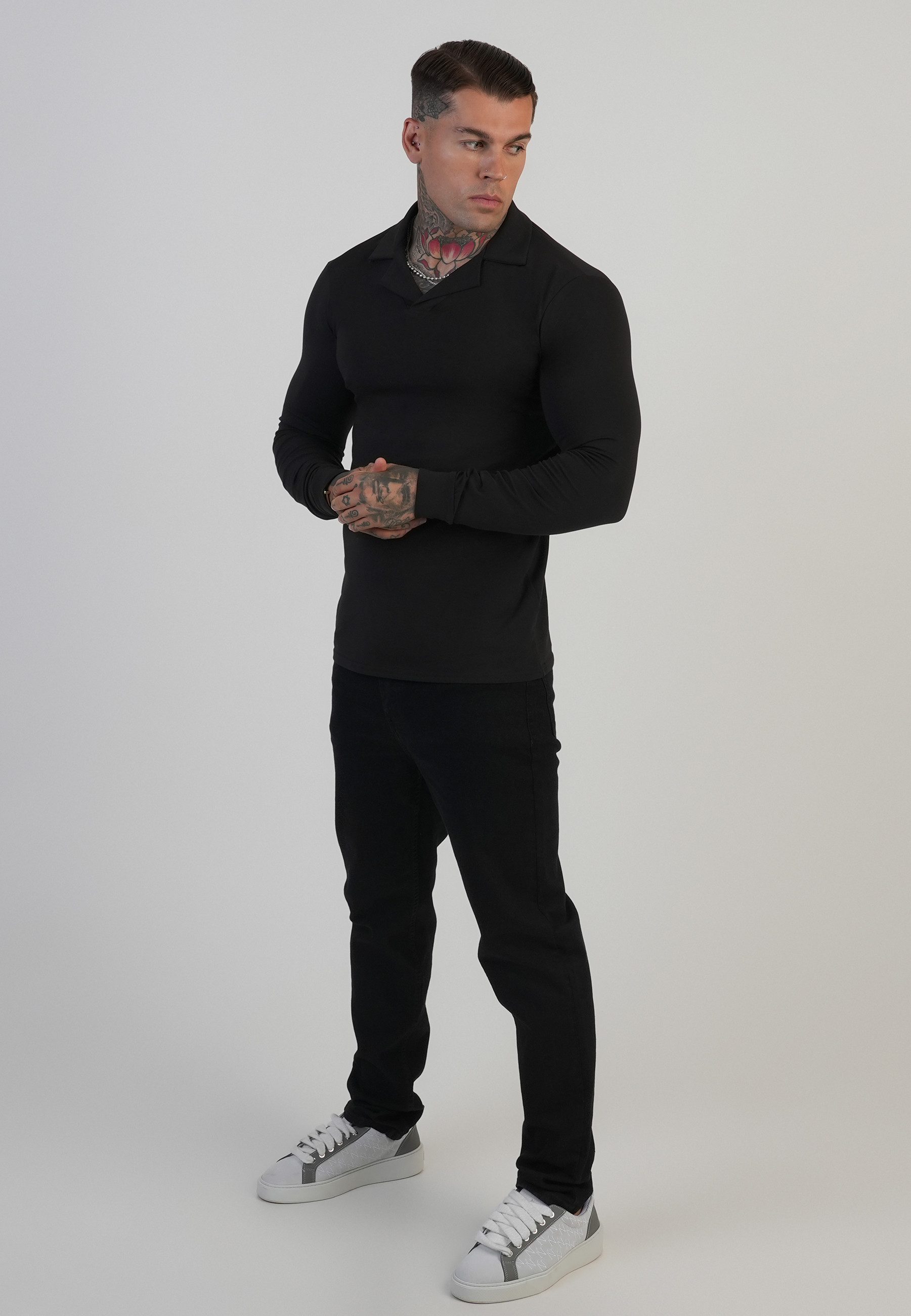 Siksilk T-Shirt SikSilk Herren LS Revere Polo T-Shirt