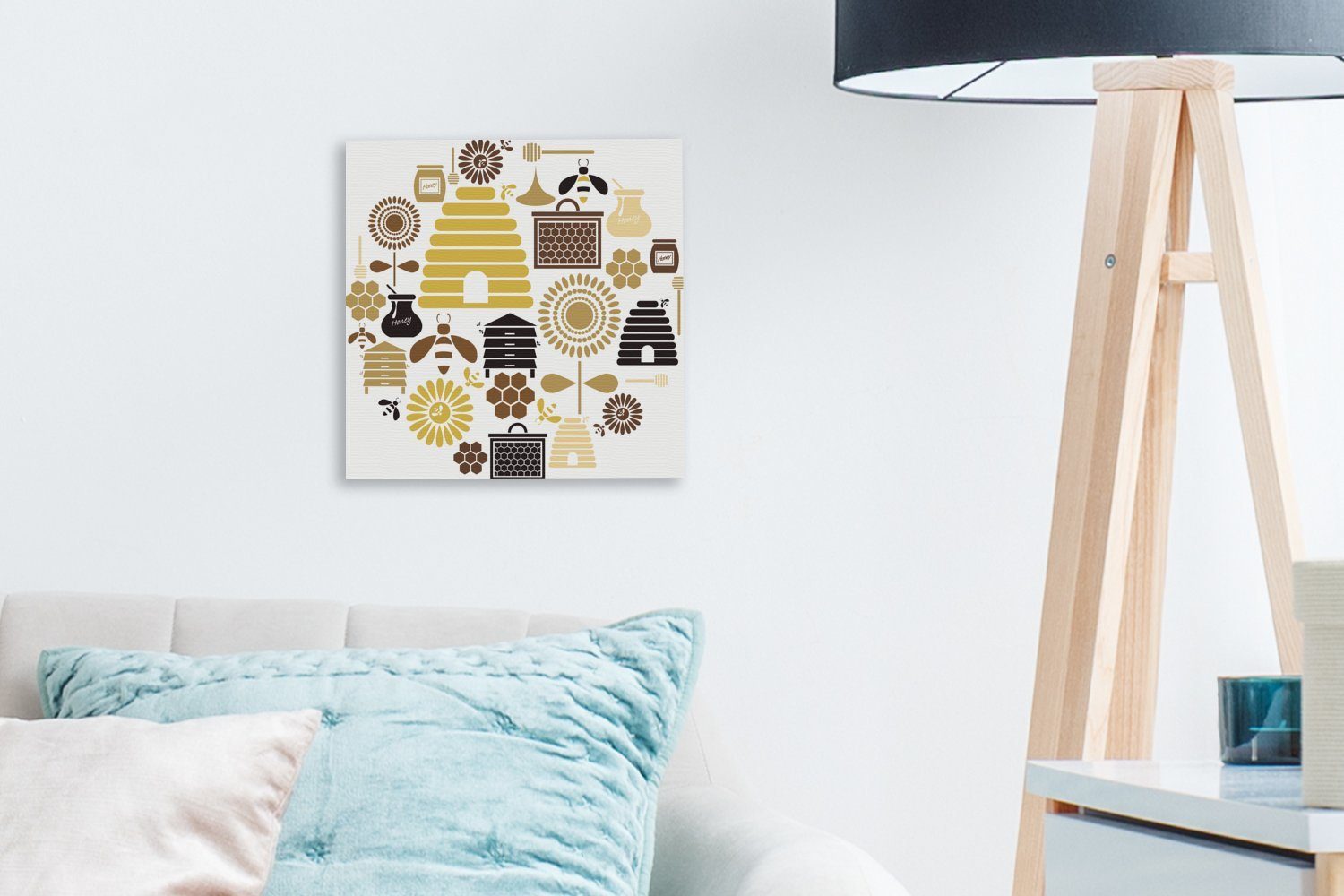 OneMillionCanvasses® von Piktogramme Bienen, (1 St), Eine Leinwandbild Leinwand der Bilder für Wohnzimmer Schlafzimmer Illustration