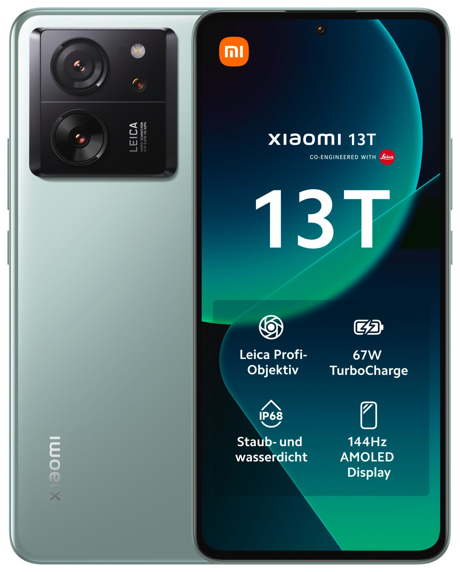 Xiaomi (6,67 Speicher Display) 16,94 13T Zoll) 8GB Speicherplatz, 256 RAM Hellgrün AMOLED Zoll, Kamera, + cm/6,67 Hz internem CrystalRes MP GB cm 50 144 Smartphone (16,94 256GB mit