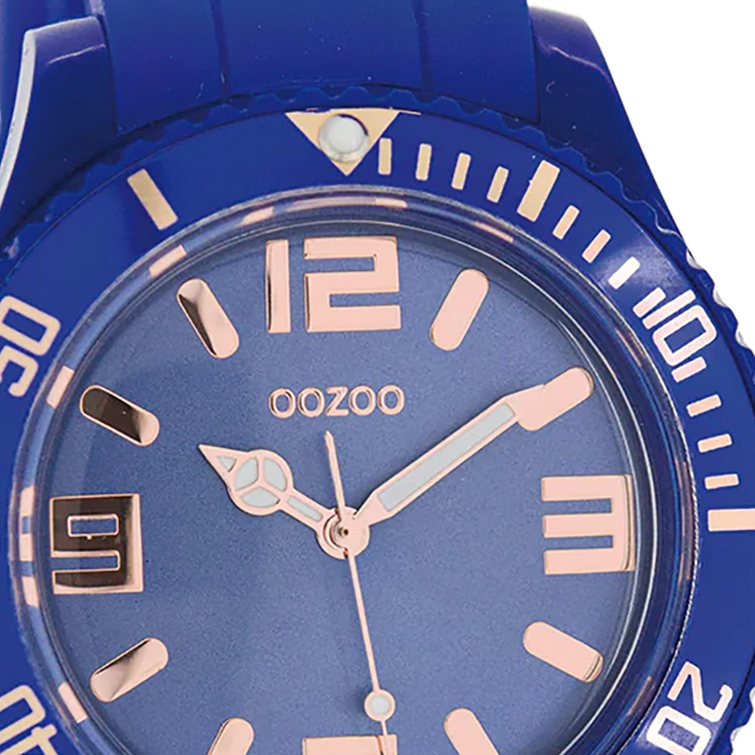 OOZOO Quarzuhr Oozoo Damen Armbanduhr blau Analog, (Analoguhr), Damenuhr rund, groß (ca. 43mm) Silikonarmband, Fashion-Style