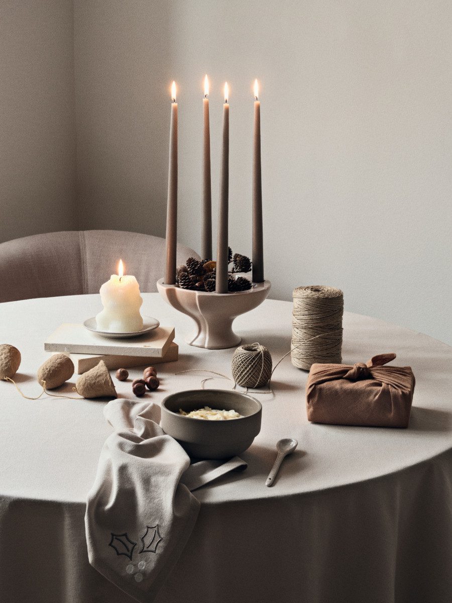 Broste Copenhagen Stoffserviette Fryd Serviette beige 45x45cm Set4