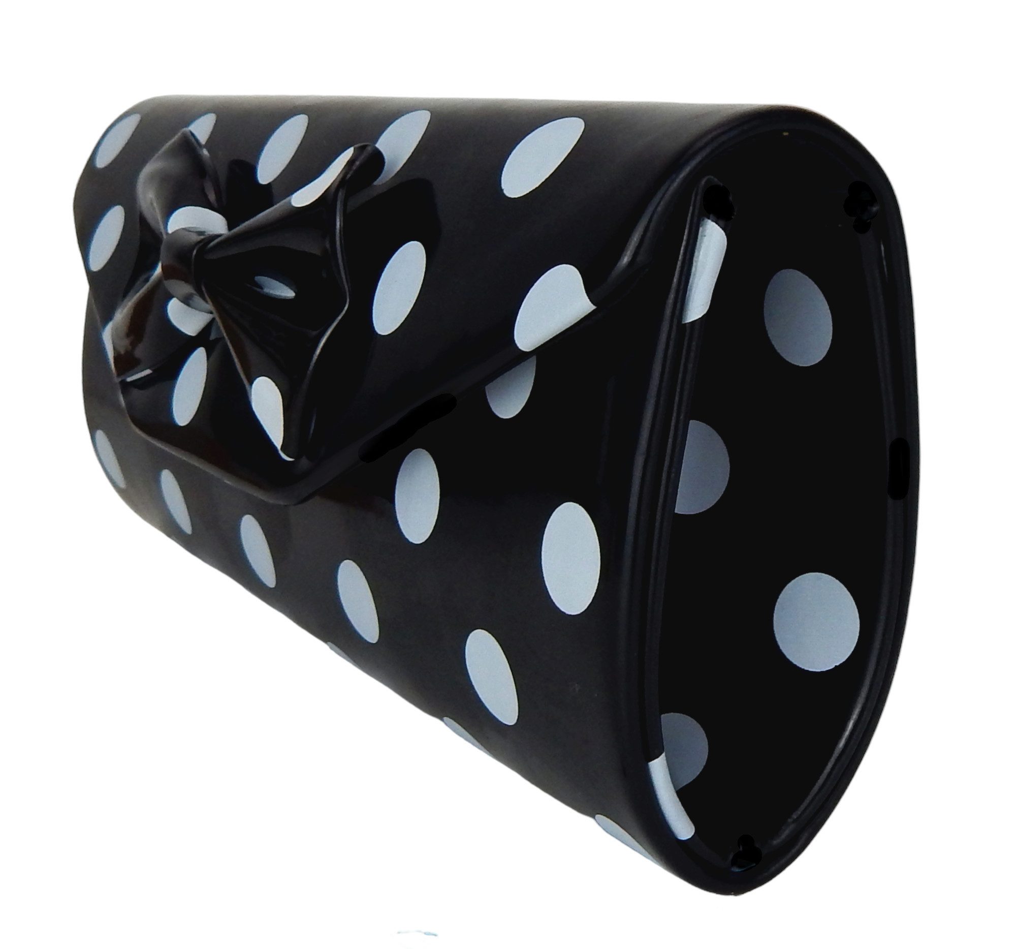 Ella Jonte Clutch, Rockabilly Retro, Polka Dots mit Schleife im 50er Jahre Vintage Stil