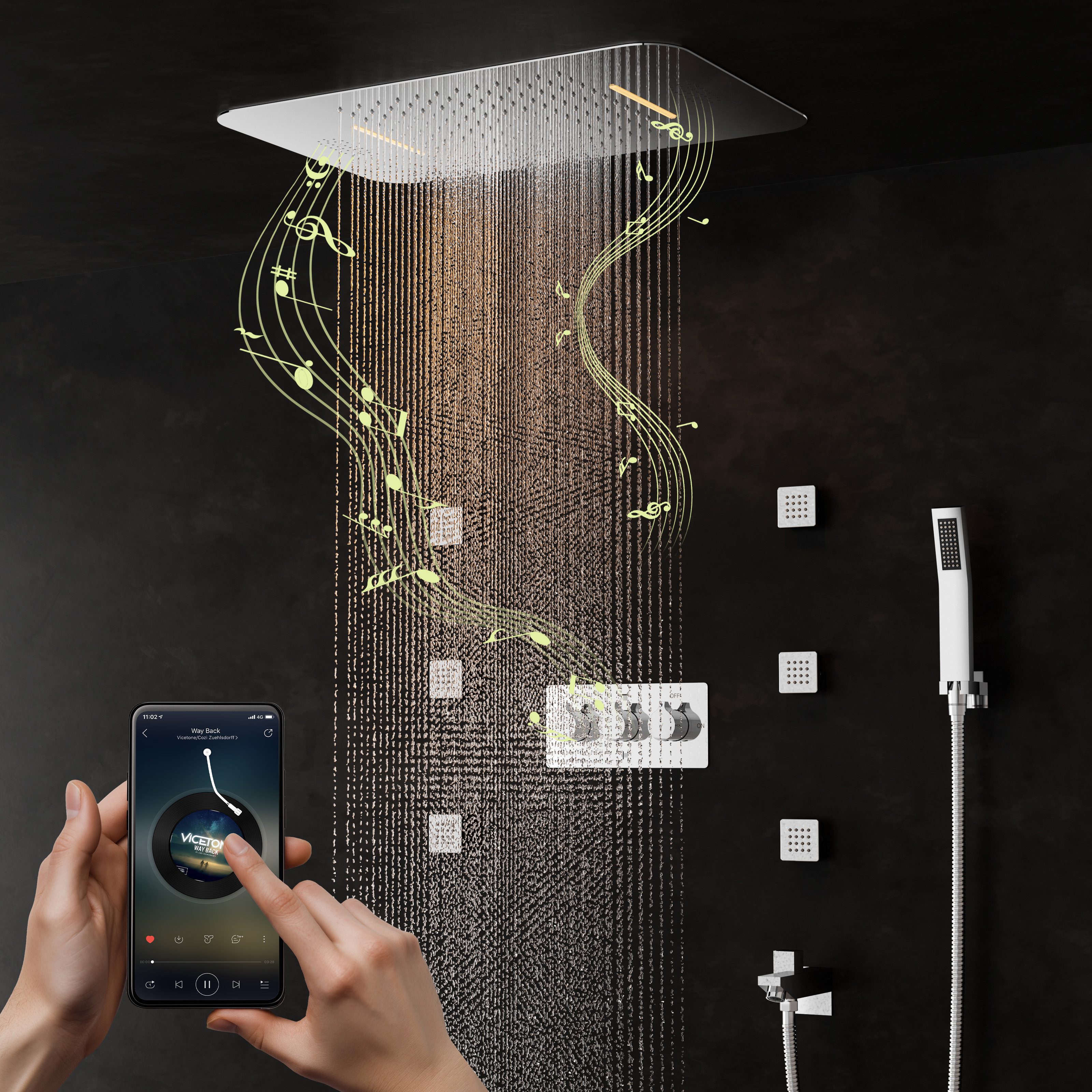 Oihpaw Duschsystem Duscharmatur komplettset Regendusche mit Armatur Duschse günstig online kaufen