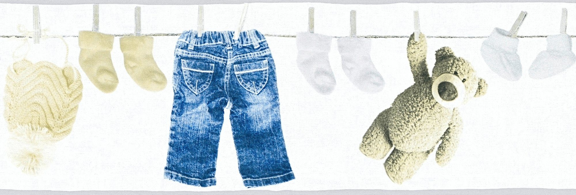 living walls Bordüre Little Stars, leicht strukturiert, Motiv, Strukturmuster, gemustert, Tapete Kinder Borte Kinderzimmer Schlafzimmer modern Design Wandtapete