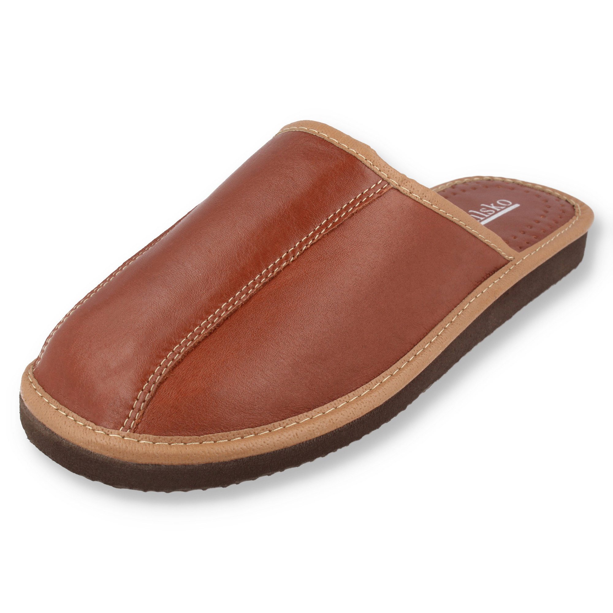 filsko Tarm Herren Leder Hausschuh (1 Paar, Obermaterial aus Leder) EVA-Sohle, Slip-On, Pantoffeln