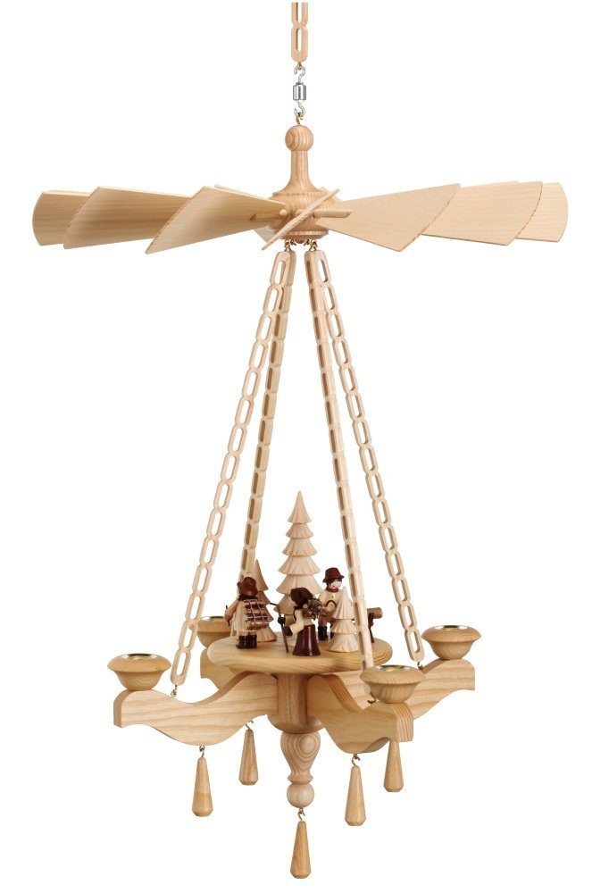 Volkskunstwerkstatt Unger Weihnachtspyramide Deckenpyramide 65cm, Waldleute
