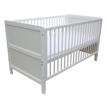 Micoland Kinderbett Kinderbett Juniorbett Beistellbett Wiege 140x70cm 4in1 + Matratze weiß