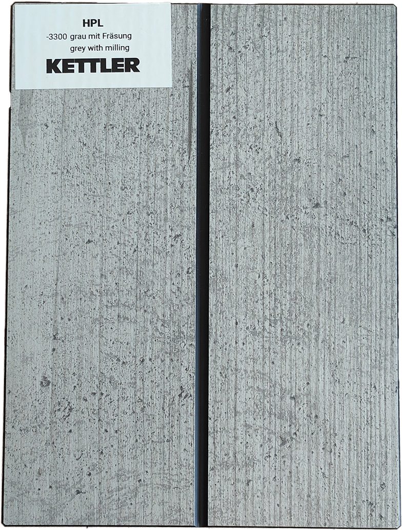 KETTLER Tischplatte HPL Tischplatte 95cm x 95cm x 1,3cm, grau mit Fräsung, Wing Profil