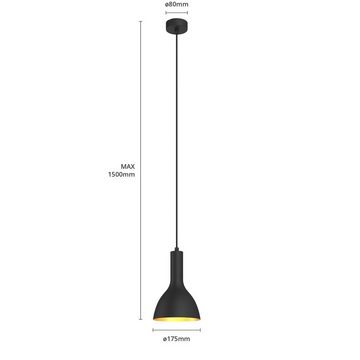 Arcchio Hängeleuchte Cosmina, dimmbar, Leuchtmittel nicht inklusive, Modern, Stahl, Schwarz, gold, 1 flammig, E27, Deckenlampe