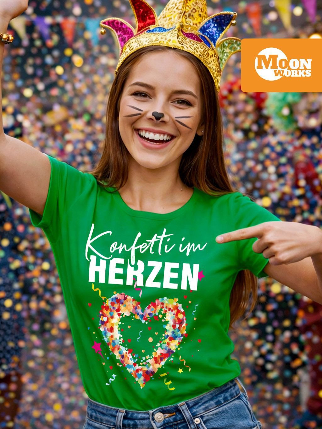 MoonWorks Print-Shirt Damen T-Shirt Fasching Karneval Konfetti im Herzen Ko günstig online kaufen