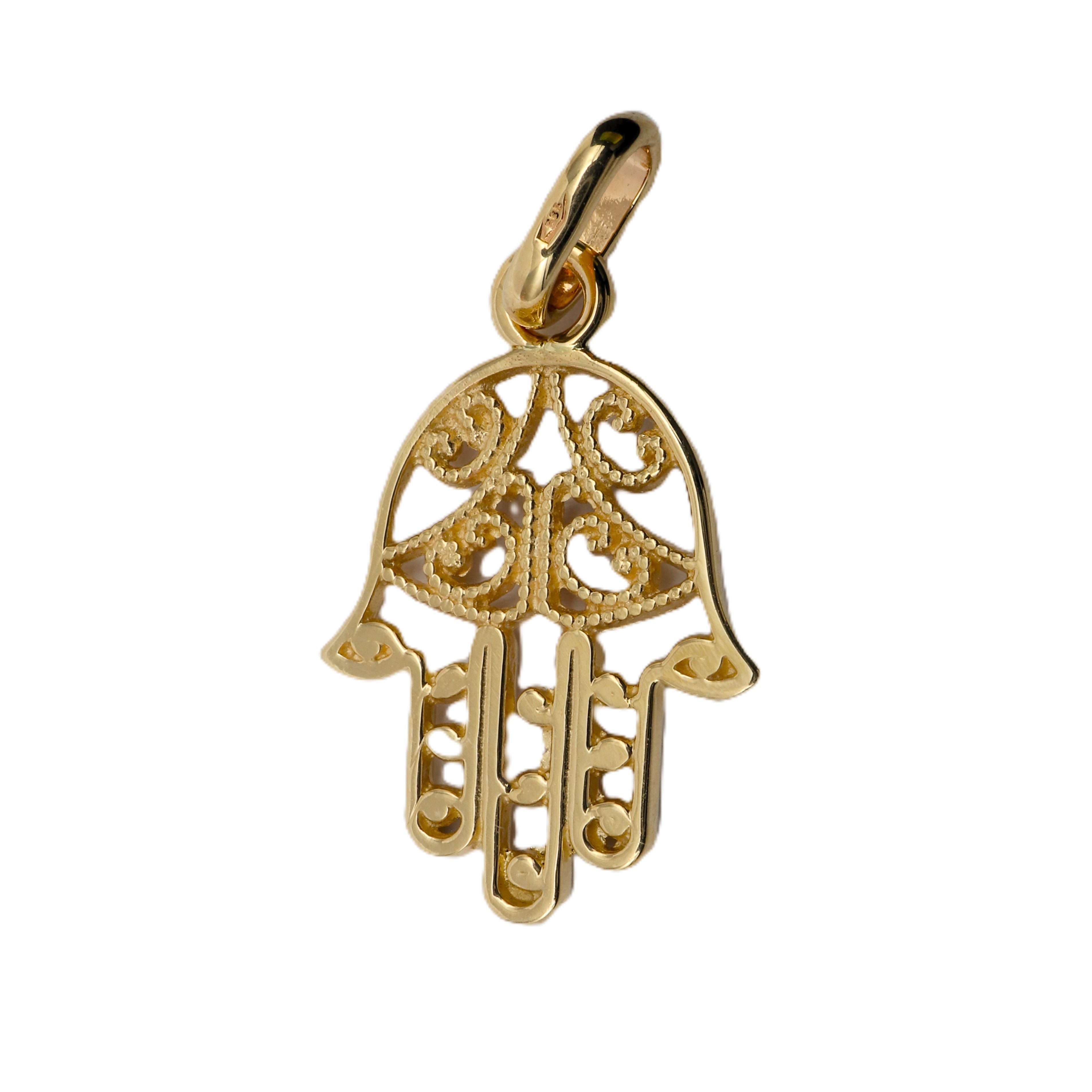 Kettenanhänger Edler Goldanhänger "FATIMAS HAND" 585 14K Gold 25x14mm 1,50g