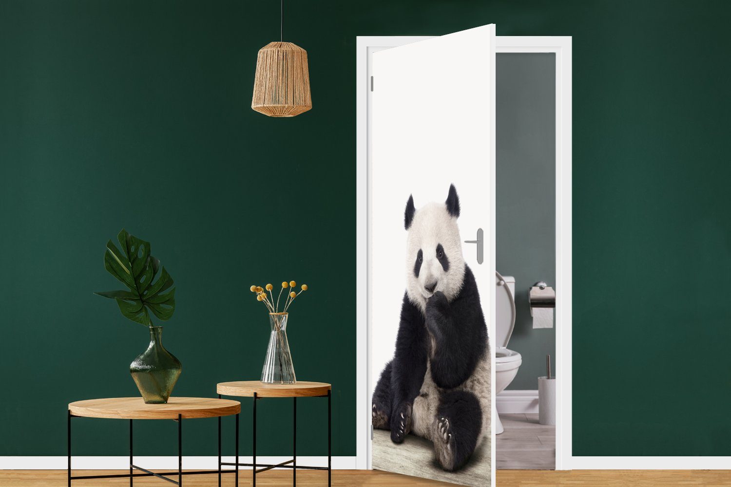 MuchoWow Türtapete Panda 75x205 bedruckt, St), cm - Fototapete Matt, (1 - Pandabär, Türaufkleber, - Mädchen - für Jungen Tiere Tür