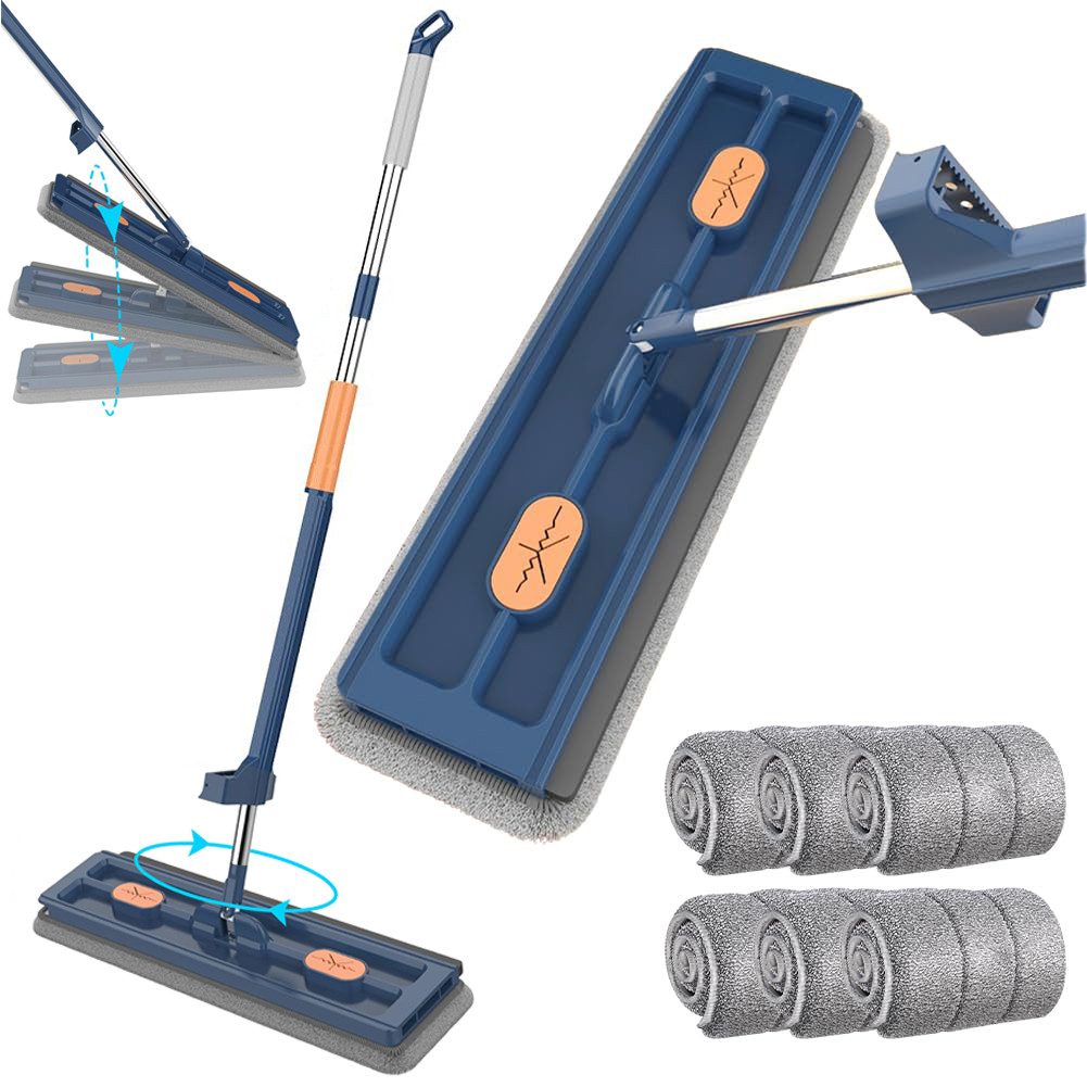 Wischmopp Bodenwischer-Set 360° drehbarer Flachmopp mit auswringfunktion