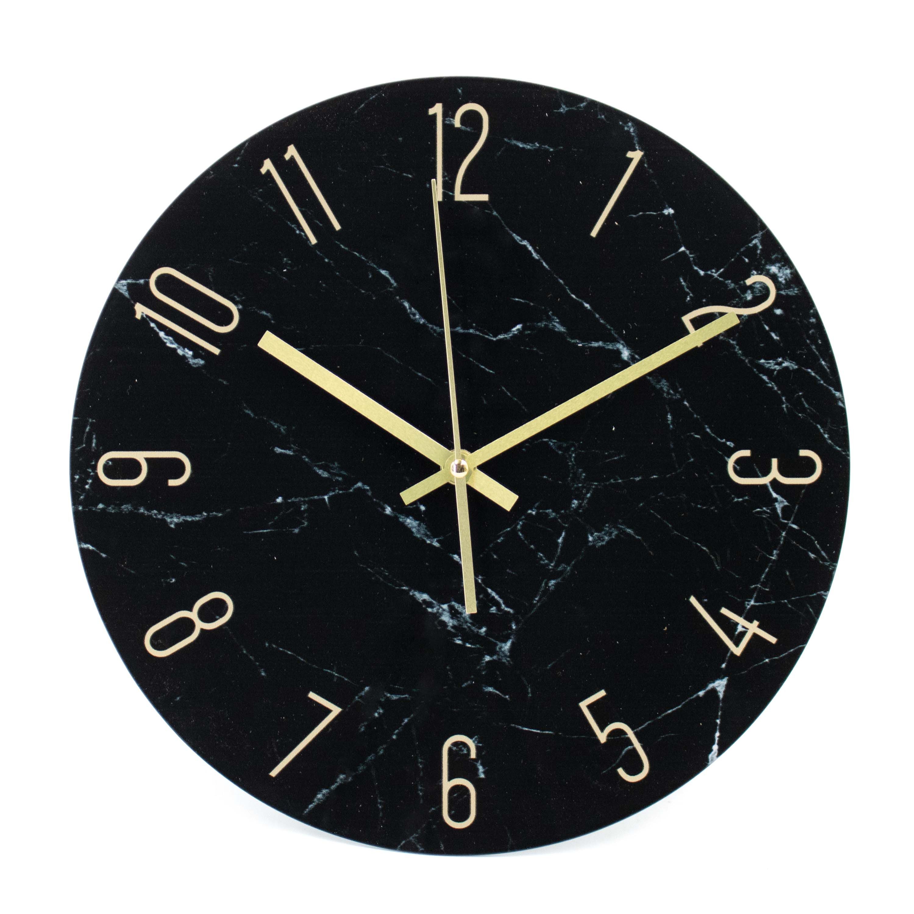 Wanduhr Steinoptik Glasuhr Analoge Wanduhr aus Glas Uhr Marmor Küchenuhr