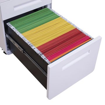 hjh OFFICE Rollcontainer Rollcontainer COLOR PLUS I Stahl, Aktenschrank Schreibtisch mit Schubladen, Büro Kommode mit Rollen