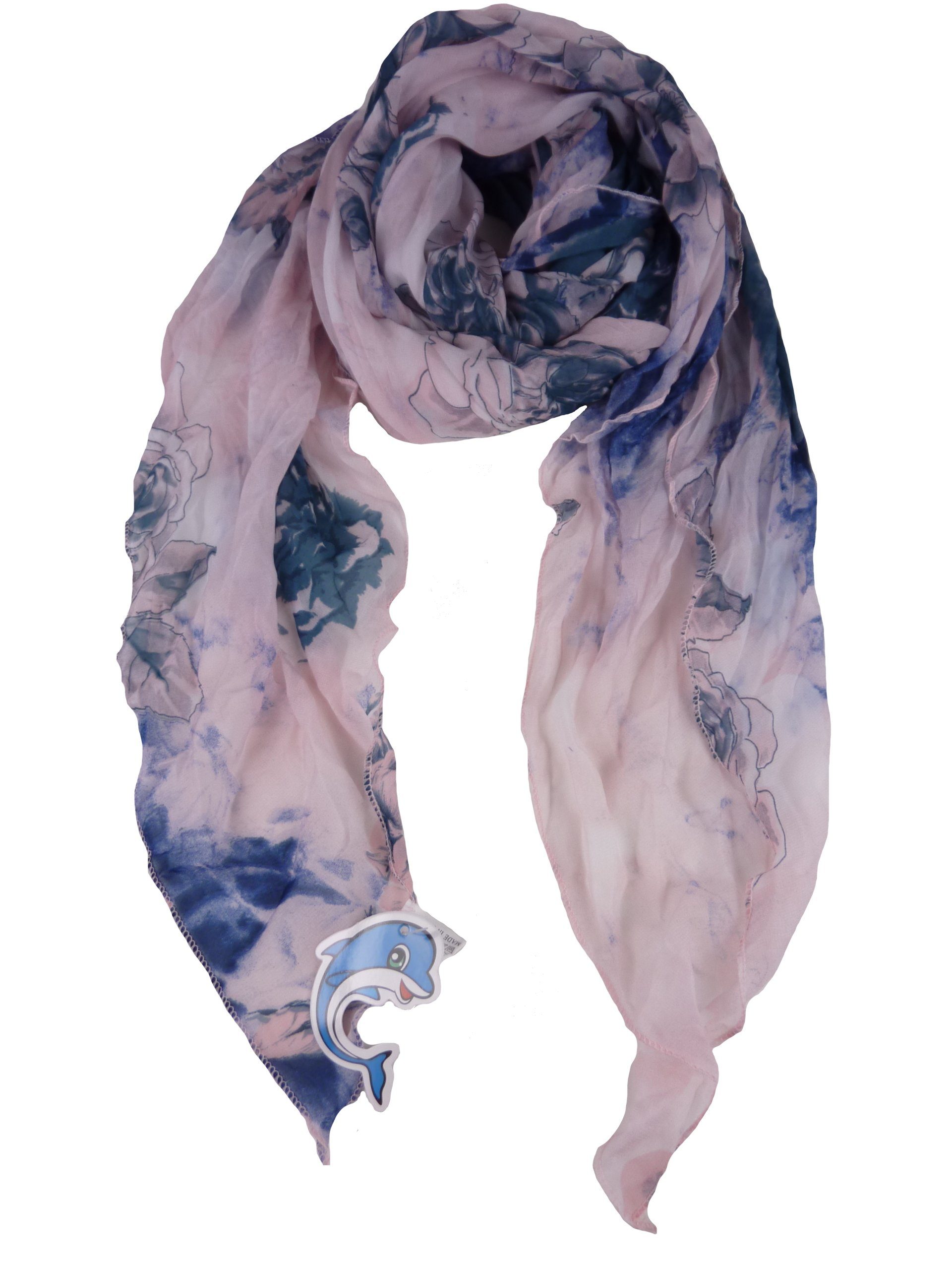 Taschen4life Schal Damen Schal QS-05-XJ, Blumen Muster, Tuch gemustert mehrfarbig rosa/lila