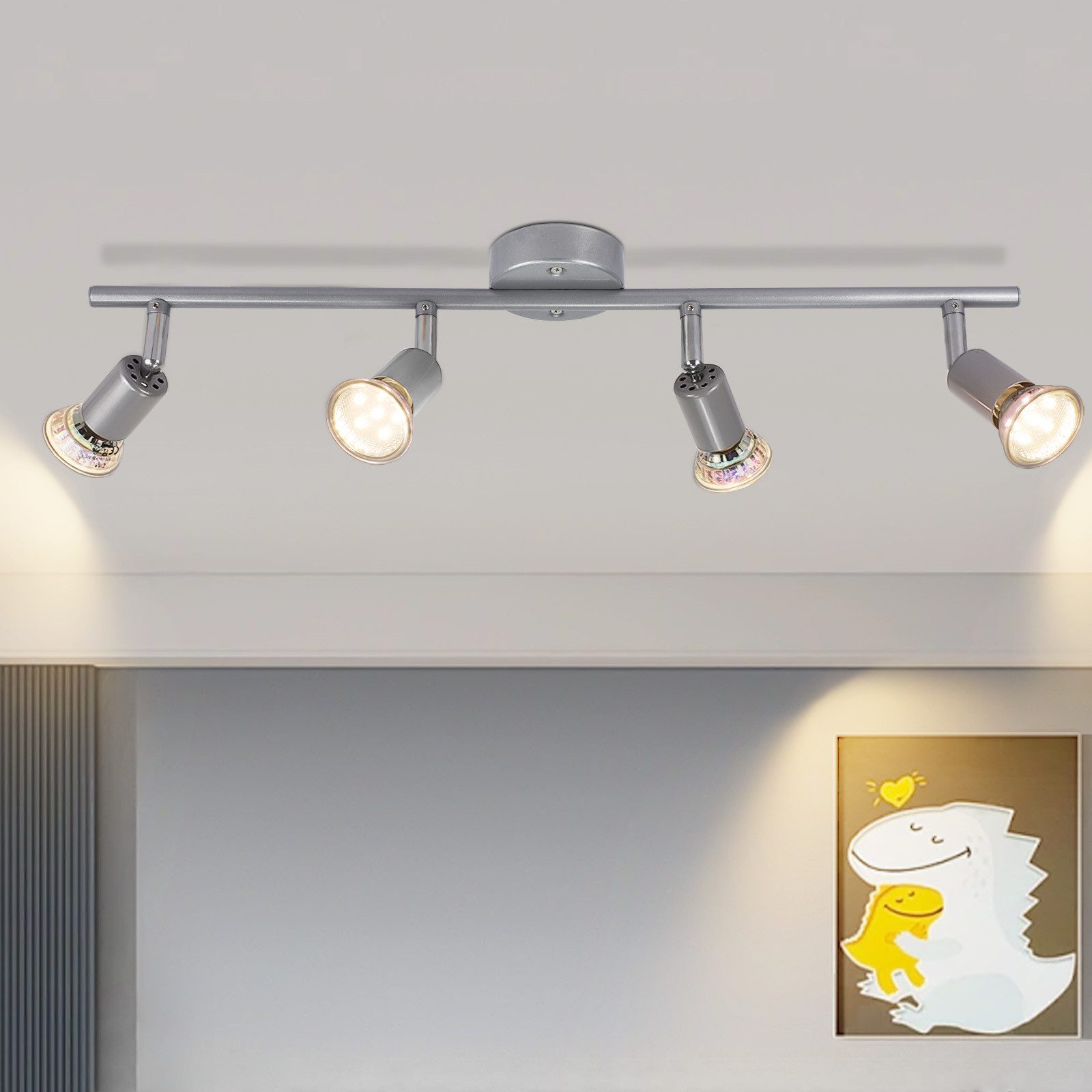 ZMH Deckenstrahler GU10 1/2/3/4 Flammig Modern Deckenleuchte Flur Leuchtmittel Enthalten, Augenschutz, Einfache Installtion, LED wechselbar, Schwenbar 350° Industrial Schlafzimmerlampe
