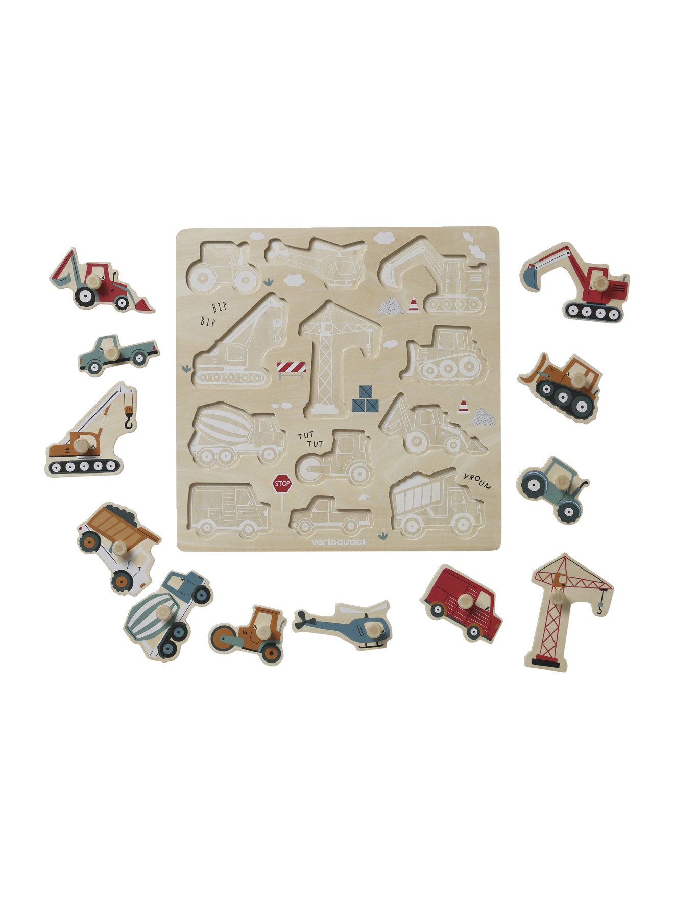 vertbaudet Steckpuzzle Baby Steckpuzzle mit Baustelle Holz FSC®, 12 Puzzlet günstig online kaufen