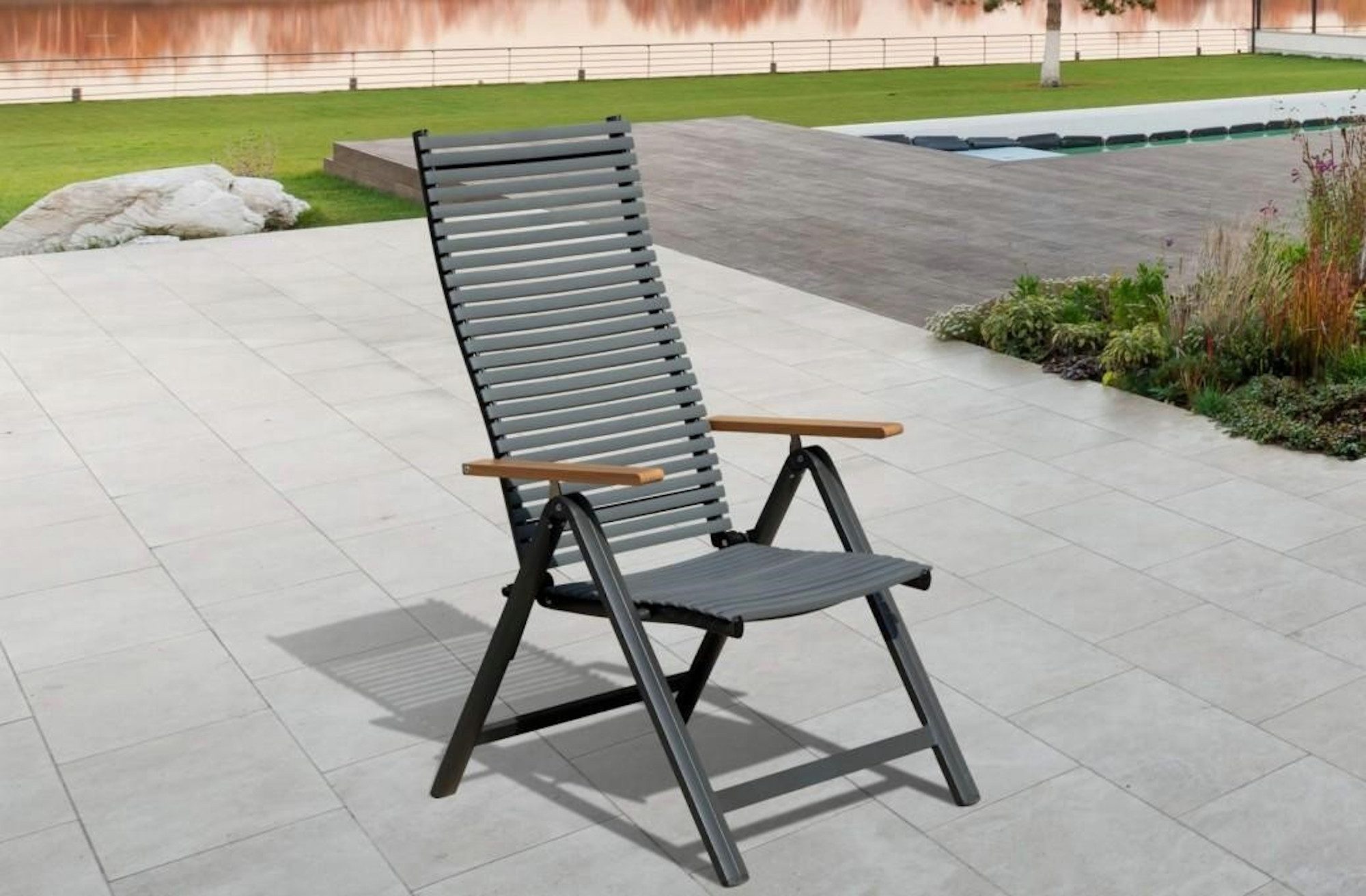 Leco Gartensessel Klappsessel Gartensessel Gartenstuhl Funktionssessel JUNO 2er-Set (2er-Set bestehend aus 2 Klappsesseln), Rückenlehne 5-fach verstellbar