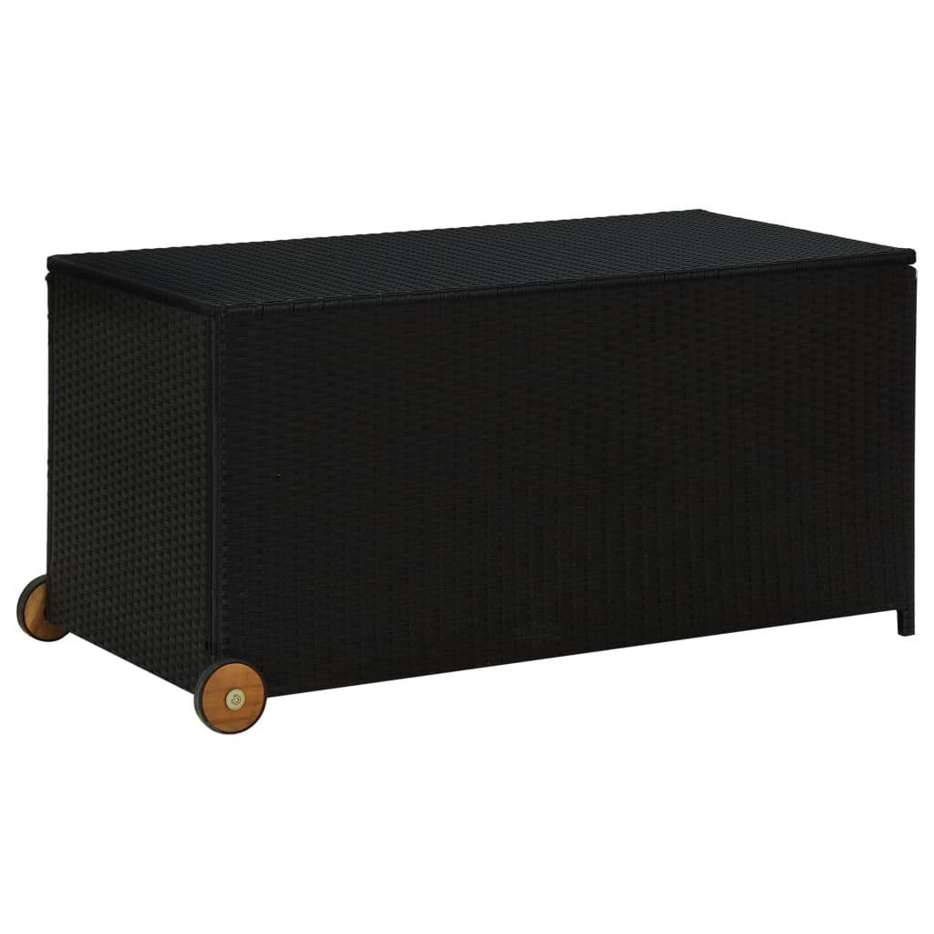 vidaXL Gartenbox Garten-Aufbewahrungsbox Schwarz cm Rattan 120x65x61 Poly