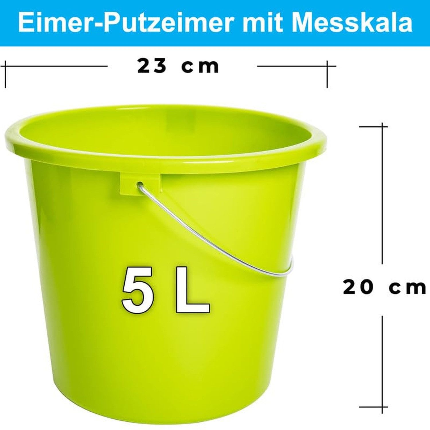 Thumbnail - Centi Putzeimer Putzeimer 3er-Set mit Messskala gelb robust, (3er-Set), limegrün, Ø23 cm, H20 cm