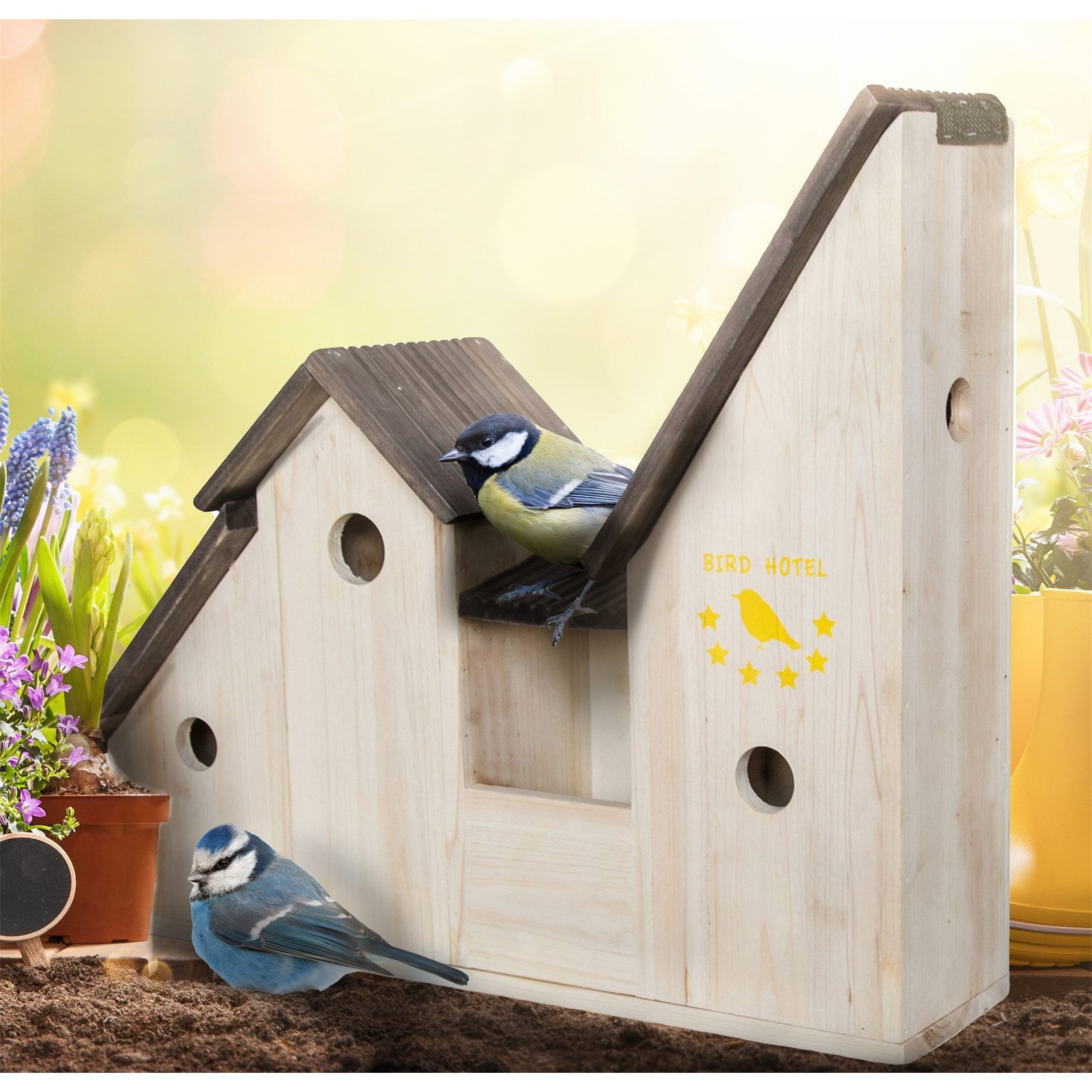 HTI-Living Vogelhaus Vogelhaus mit 3 Nistkästen Mina, Nistkasten zum bemalen