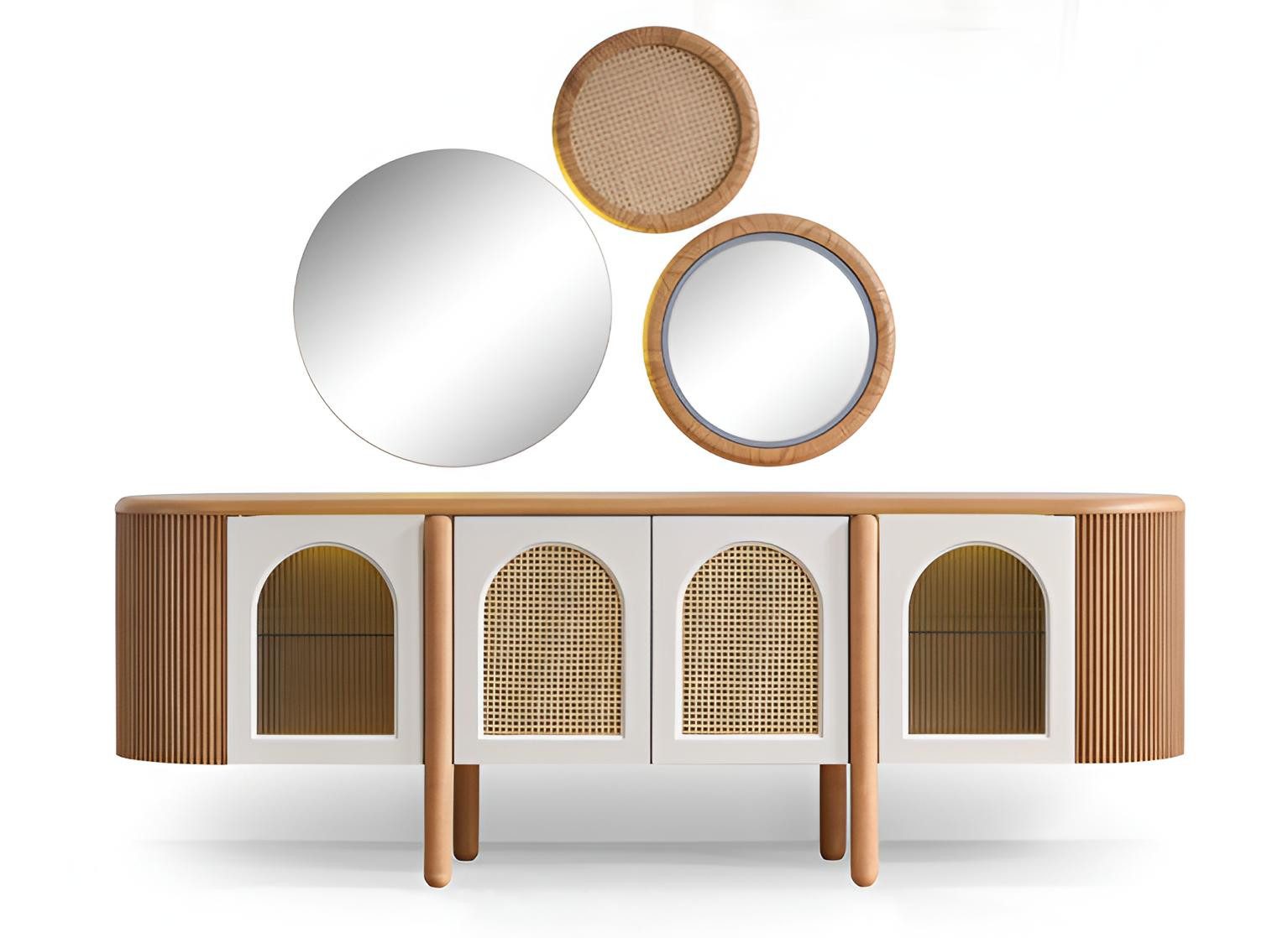 JVmoebel Anrichte Moderner Buffetschrank mit Spiegeln und eleganten Details (Aktenschrank), Made in Europa