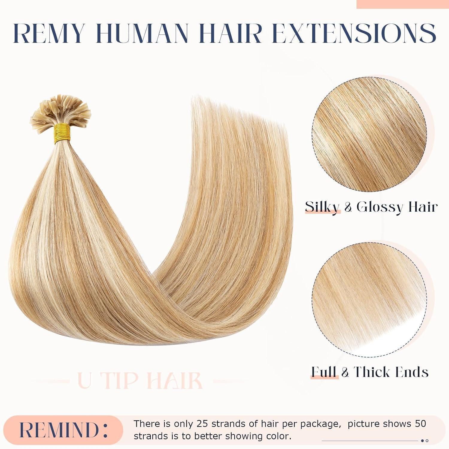 LuxusKollektion Echthaar-Extension Extensions Echthaar Bondings Keratin 40 cm 25g 12P613 Goldbraun blond