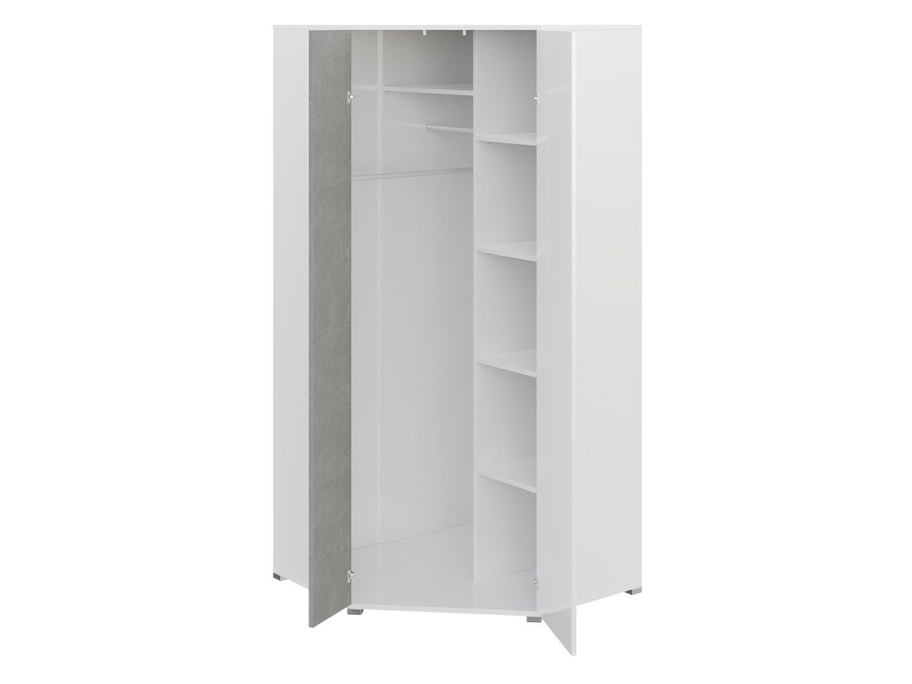 L Sigma mit Türen) / Regalfächern, P Tür Mirjan24 Beton 2 Kleiderschrank Kleiderstange, 02 (mit + Weiß Weiß universell /