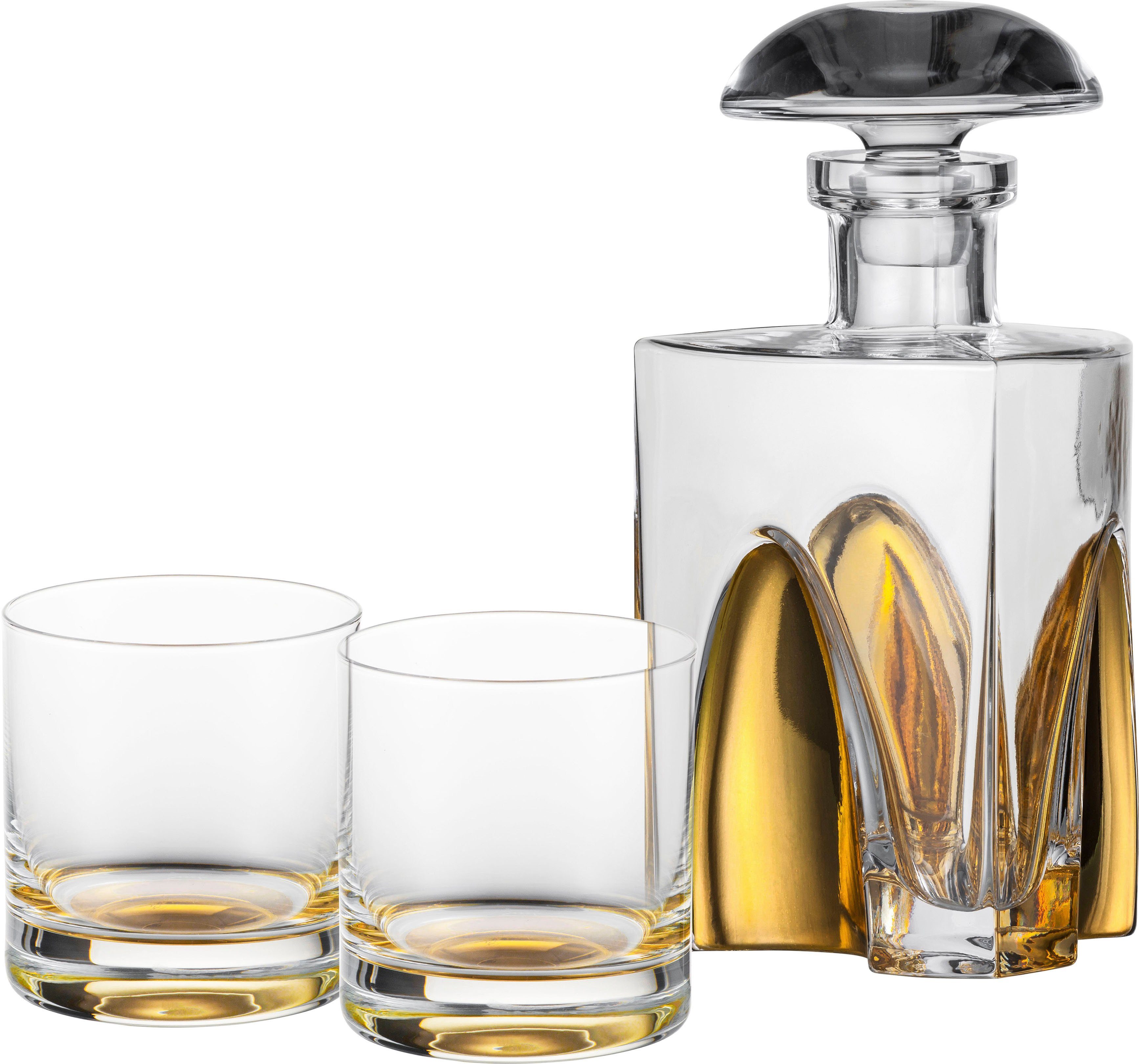 Eisch Germany Whiskyglas GENTLEMAN, Made in Germany, 3-tlg., Kristallglas, mundgeblasen, in Handarbeit mit echtem Gold veredelt, 3-teilig