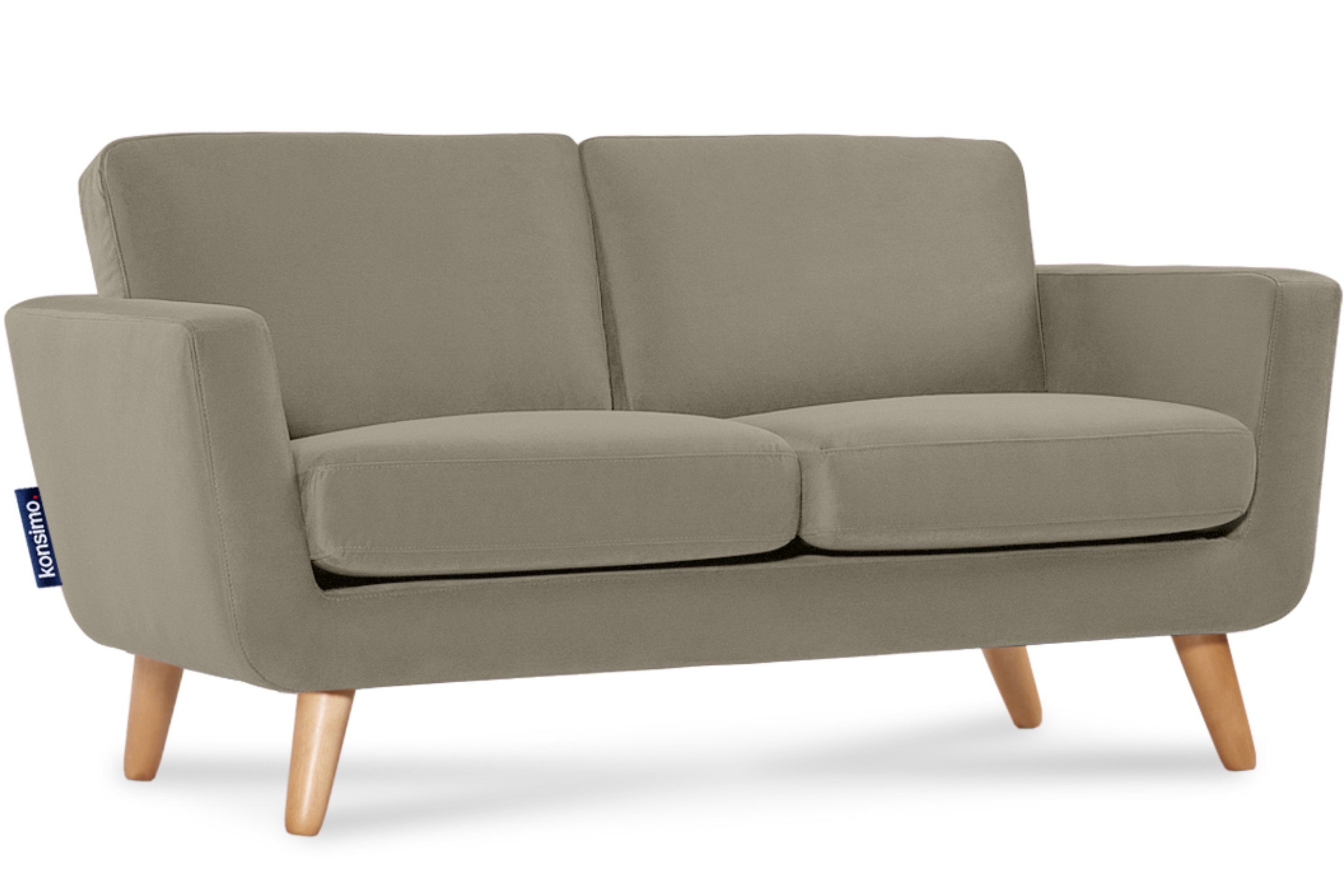 Konsimo 2-Sitzer TAGIO Sofa, Scandi-Stil, mit Armlehnen, Gestell aus Massivholz