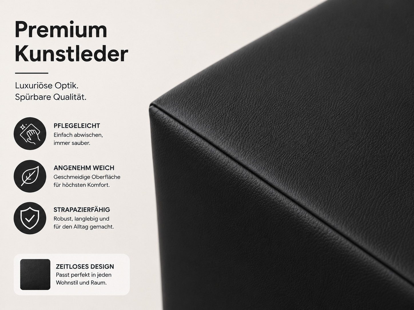 Best for Home Sitzhocker Sitzwürfel 40x40x40 cm – Multifunktionaler Sitzhocker & Fußhocker (Einzelstück, 1 St., verschiedene Farben), Handwerksqualität, pflegel – Bild 4 von 5