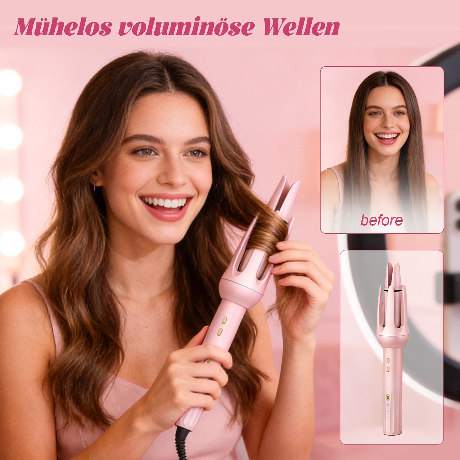 Fine Life Pro Geschenkbox 8-tlg. Pflegeset für Damen – Beauty-Geschenkbox, mit automatischem Lockenstab, ideal zum Geburtstag & Muttertag