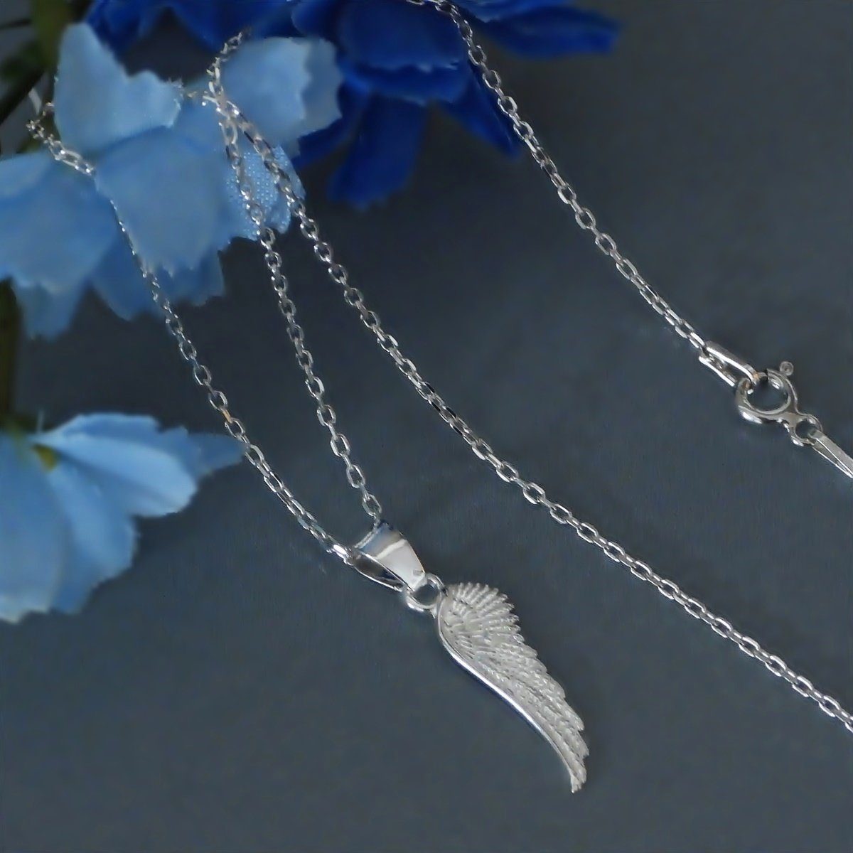 Goldene Hufeisen Kette mit Anhänger Glücksbringer Schutzengel Engelsflügel Anhänger mit Kette 92Silber (2-tlg, inkl. Etui), Rhodiniert