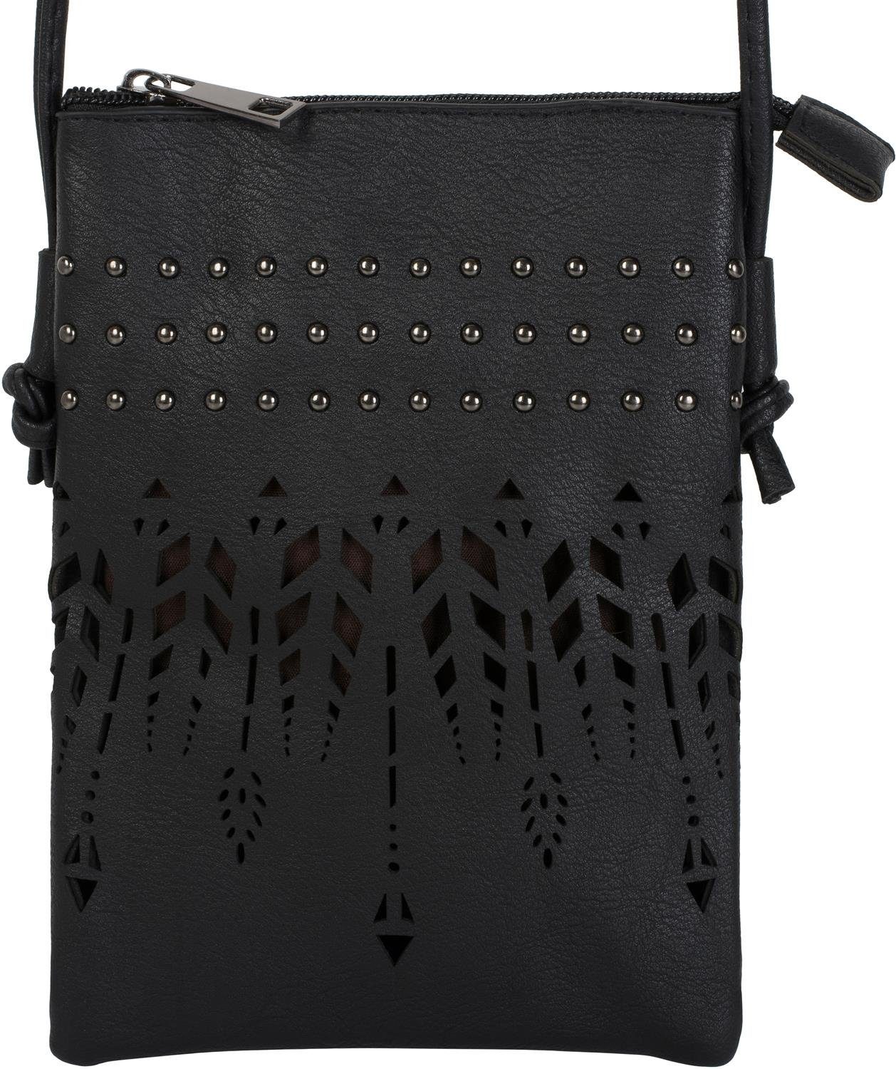 Cutout Nieten (1-tlg), Bag Schwarz styleBREAKER Ethno Umhängetasche Mini und Mini