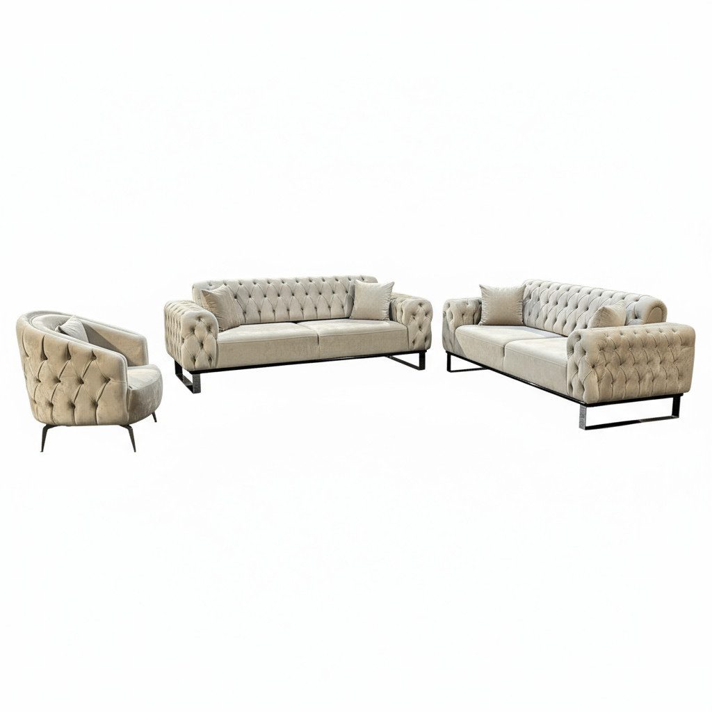 Palms-Store Sofa Set Jumeirah 3-Sitzer+2-Sitzer+Sessel in Samtstoff, Spar-S günstig online kaufen