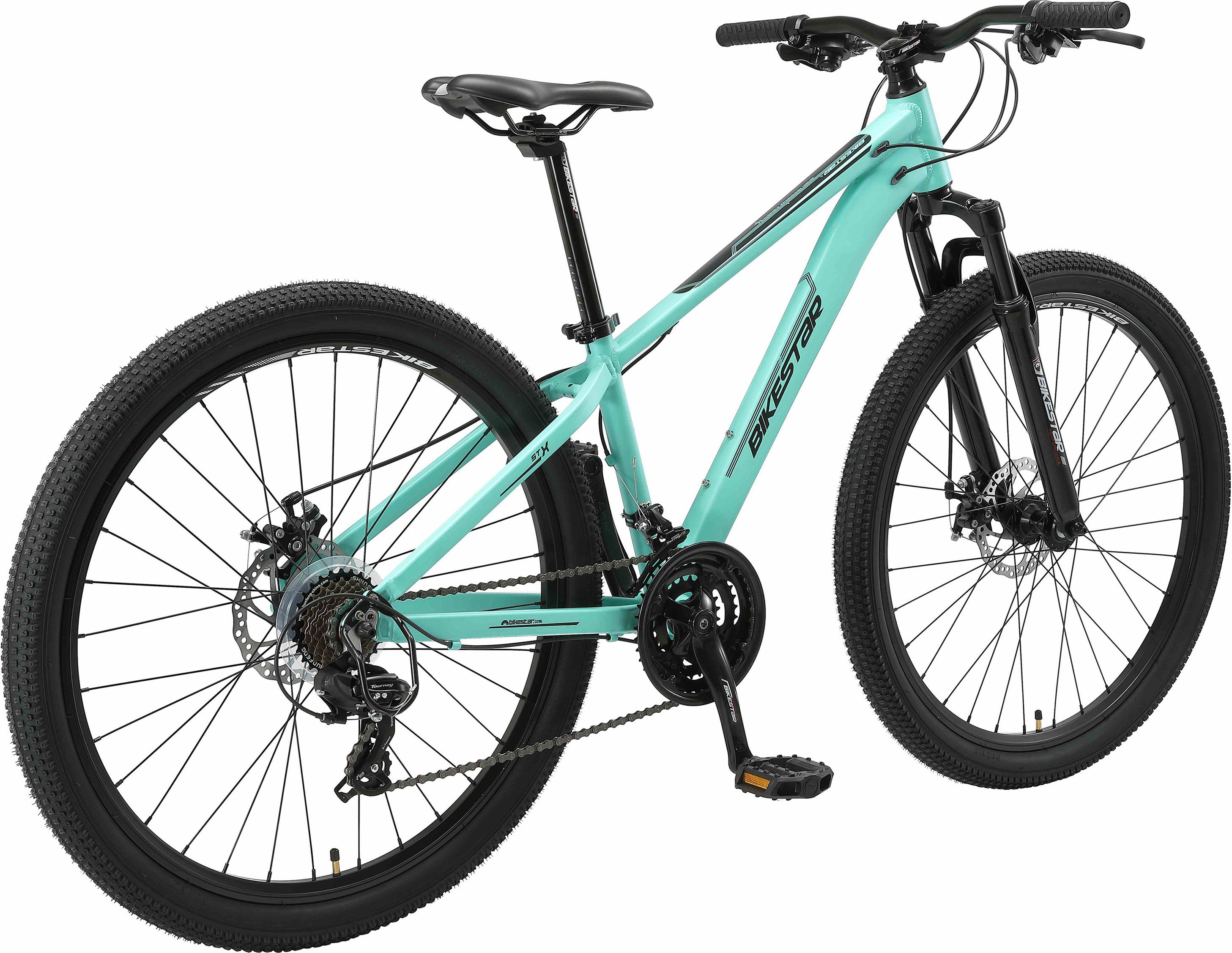 Bikestar Mountainbike, 21 Gang Shimano RD-TY300 Schaltwerk, Kettenschaltung, für Damen und Herren, Kettenschaltung