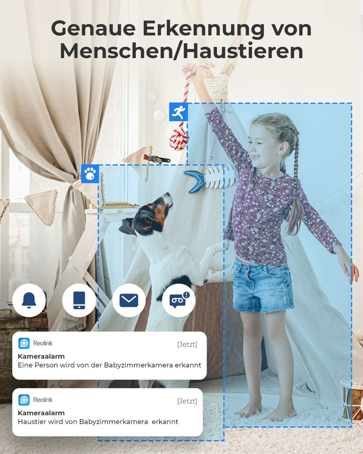 Reolink Überwachungskamera 3MP WLAN IP E1-Series (Innenbereich, Pan-Tilt,2,4-GHz-WLAN, Bewegungserkennung, Bidirektionales Audio)