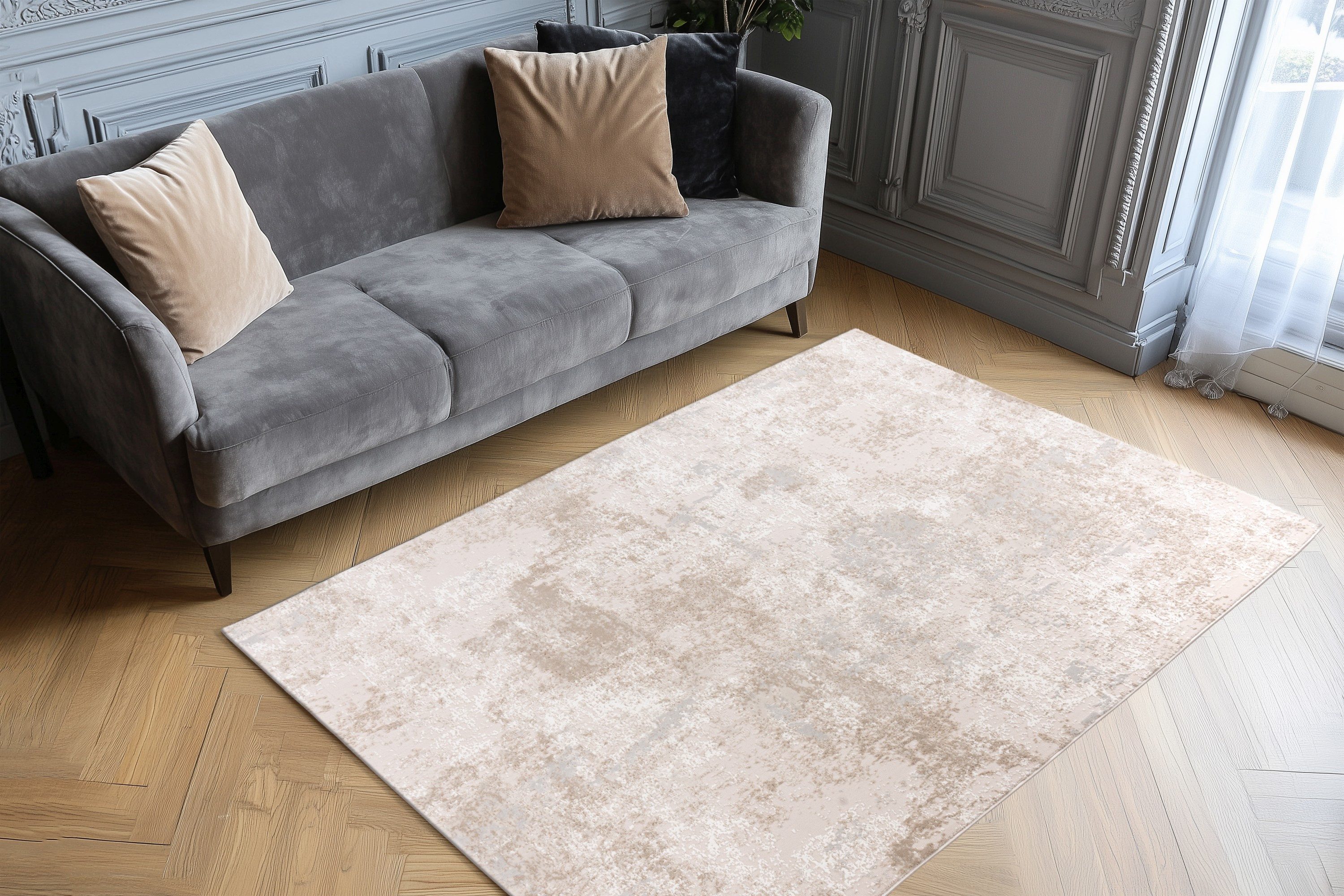 Kayoom Teppich Stage 725, rechteckig, Höhe: 11 mm, weicher Kurzflor, Struktur, Wohnzimmer