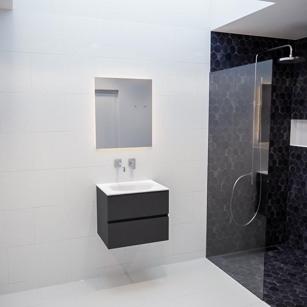MONDIAZ Waschtisch set vica 60 cm pc75341002 (softclose, Frei hängend), Corian / Solid Surface Mineralwerkstoff matt