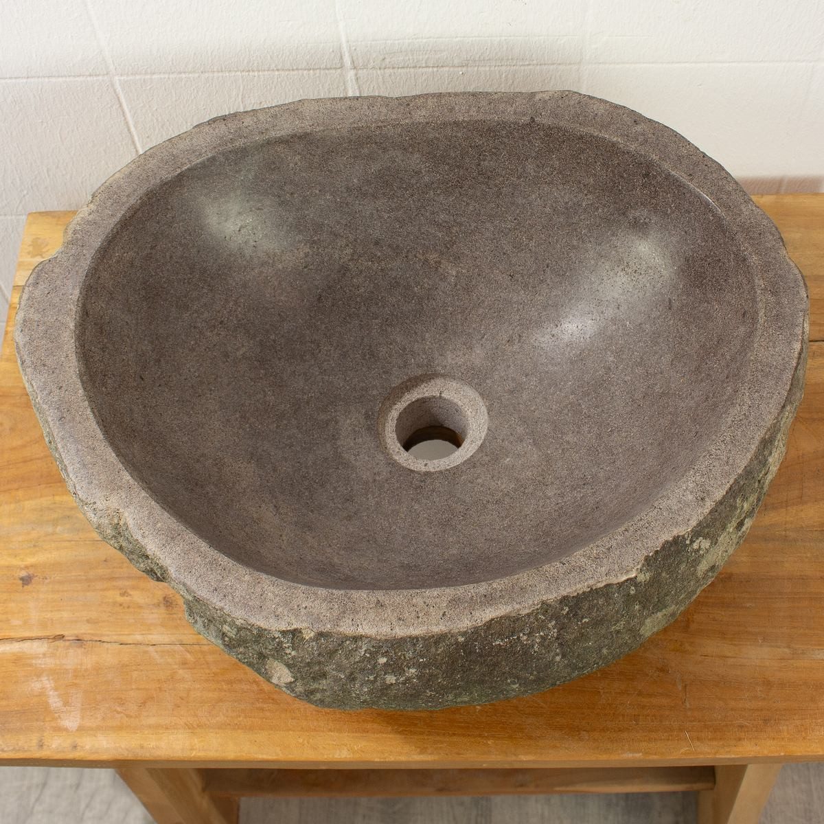 Oriental Galerie Waschbecken Rötliches Naturstein Waschbecken Unikat aus Serie 40-45cm (1-St)
