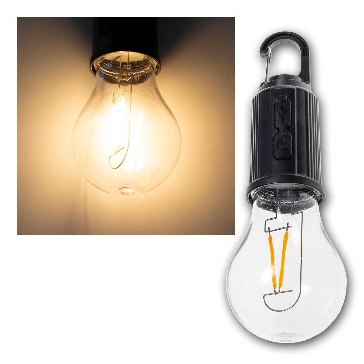 ChiliTec LED Laterne LED Akku-Glühlampe CT-KL3, dimmbar, mit Haken, warmweiß