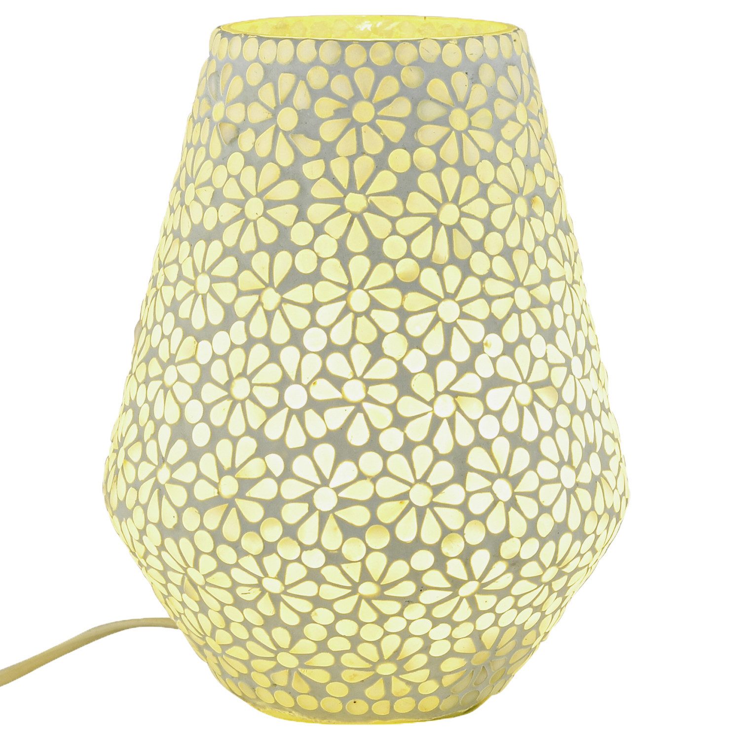 Marrakesch Orient & Mediterran Interior Nachttischlampe Boho Deko tischlampe Nachtischlampe aus Glas Mosaik Fikus -1-, Handarbeit