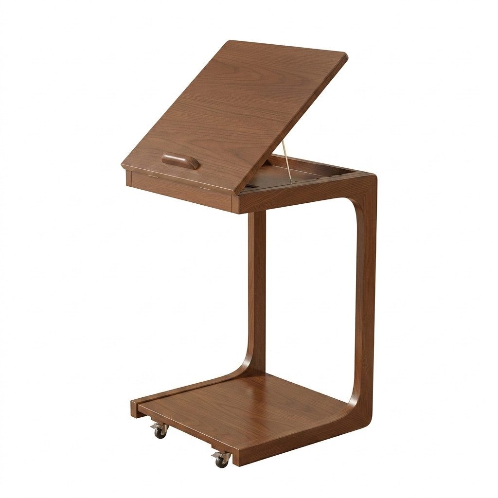 AQIMUELE Beistelltisch C-Form aus Massivholz, Walnuss (1-St)