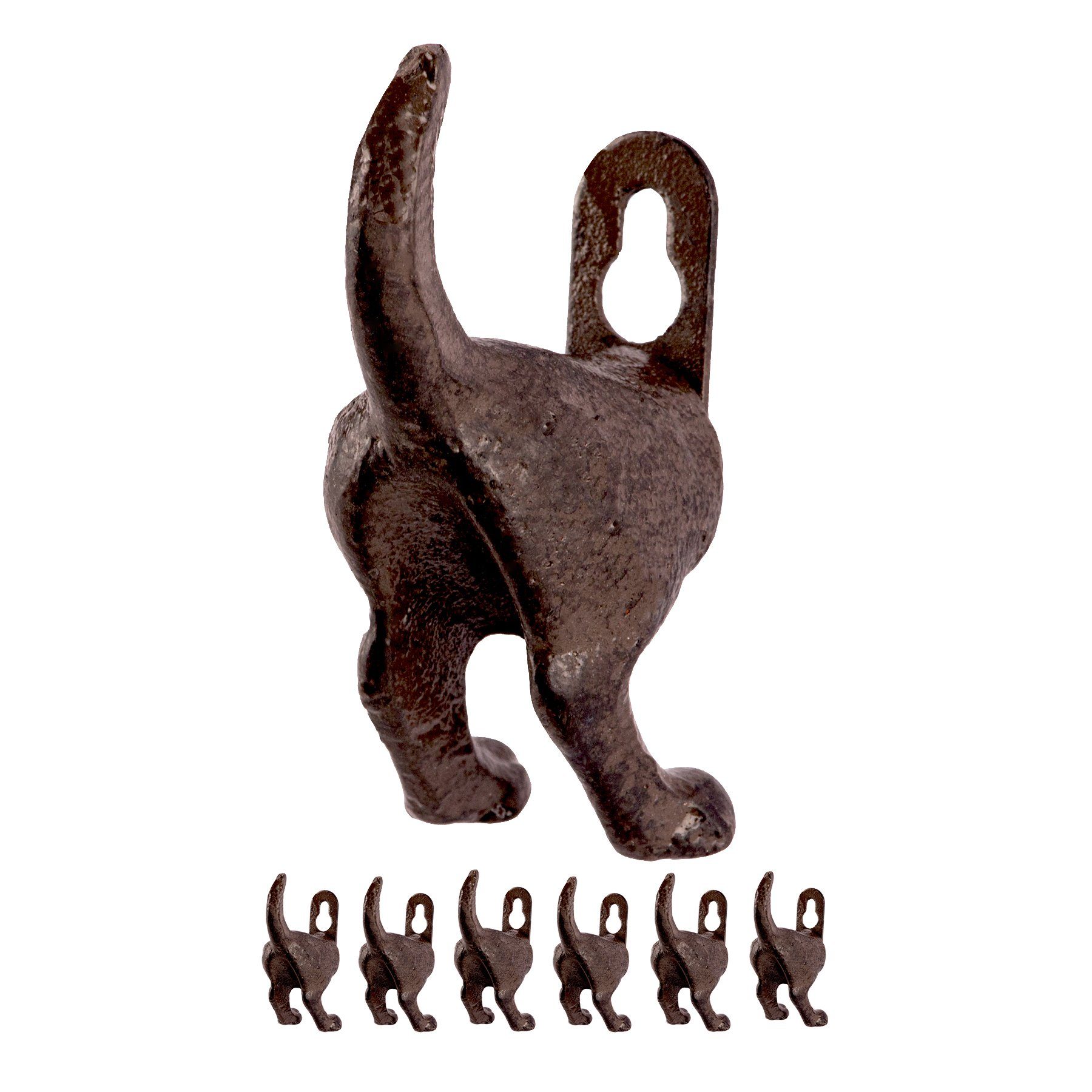 Wandhaken 6er Set Garderobenhaken Fifi − Hundehaken Hund Gusseisen Haken Hundepopo − Garderobe für Hundeleinen, Schlüssel & Kleidung, (6-St)