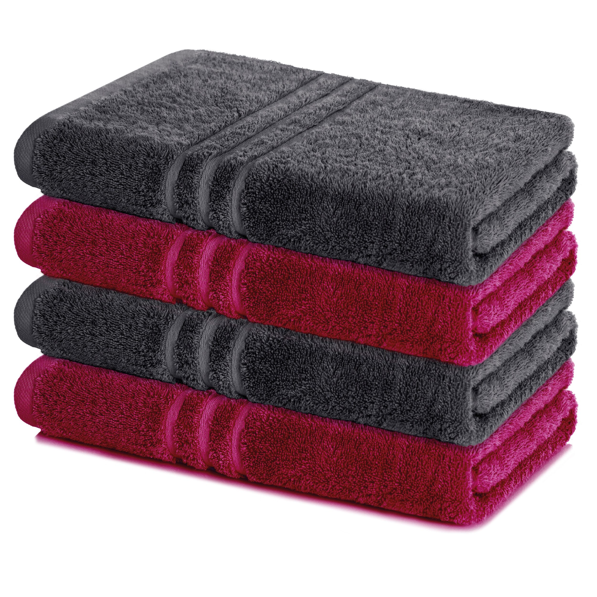Lavea Duschtücher 4er Set Duschtuch 70 x 140 cm, Elena Frottee Handtücher, (Set, 4-St), Dusch-Handtuch, 500 g/m² Frottier, weich & saugstark, pflegeleicht
