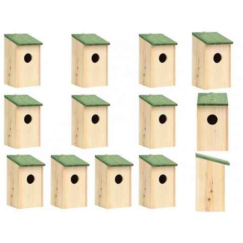 vidaXL Vogelhaus Vogelhäuser 10 Stk Tanne Massivholz 12x12x22 cm Holz