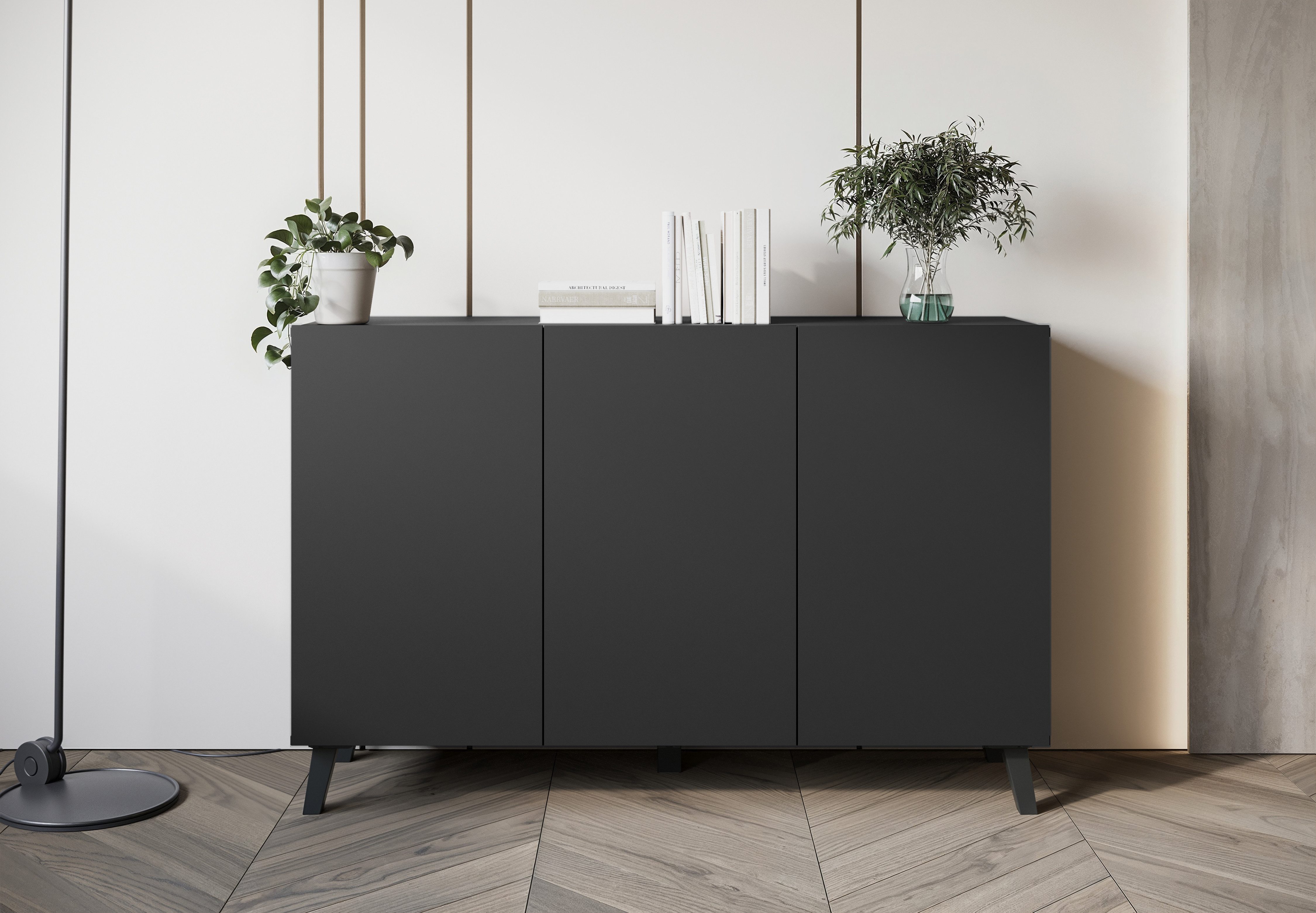 Home affaire Sideboard SIDEBOARD PHUKET II, Stilvolle, grifflose Kommode, Breite 120cm (1 St), Mit 6 Fächern und höhenverstellbaren Einlegeböden