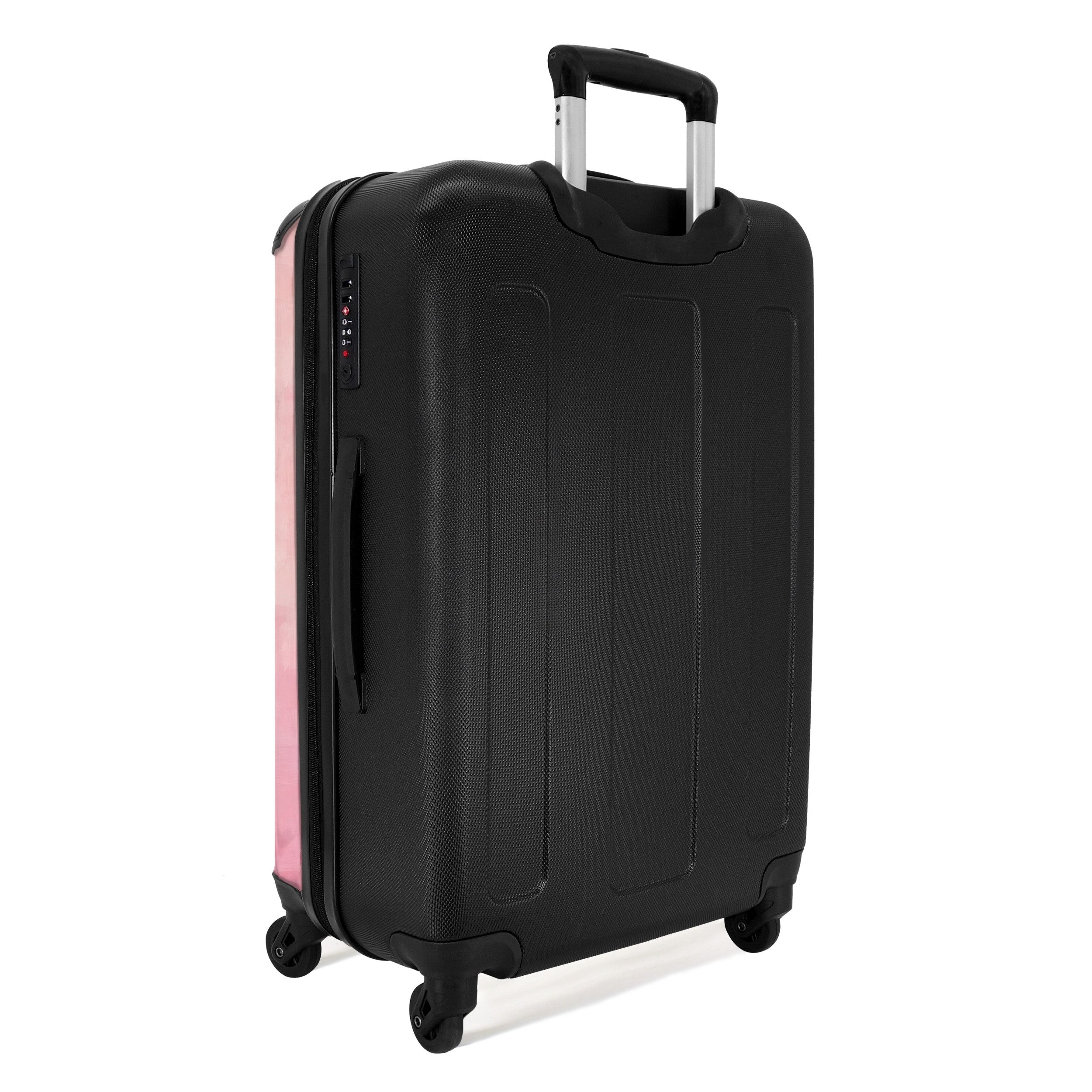 NoBoringSuitcases.com© Hartschalen-Trolley Weltkarte - Rosa - Unscharf 67 cm - 72 L, 4 Rollen, Koffer Mittelgroß für 20kg, Suitcase für Erwachsene, Reisekoffer