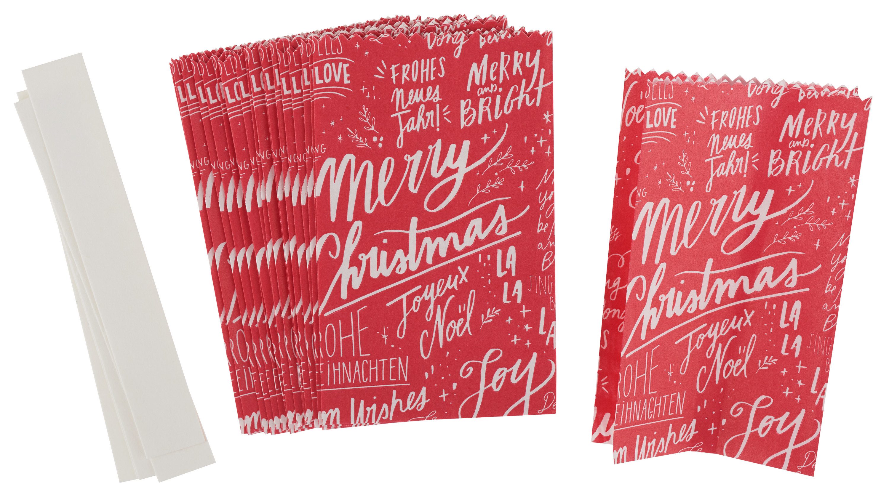 Rico Design Papierdekoration Papiertüten Sterne-Set Merry Christmas klein Rot, 30 Teile